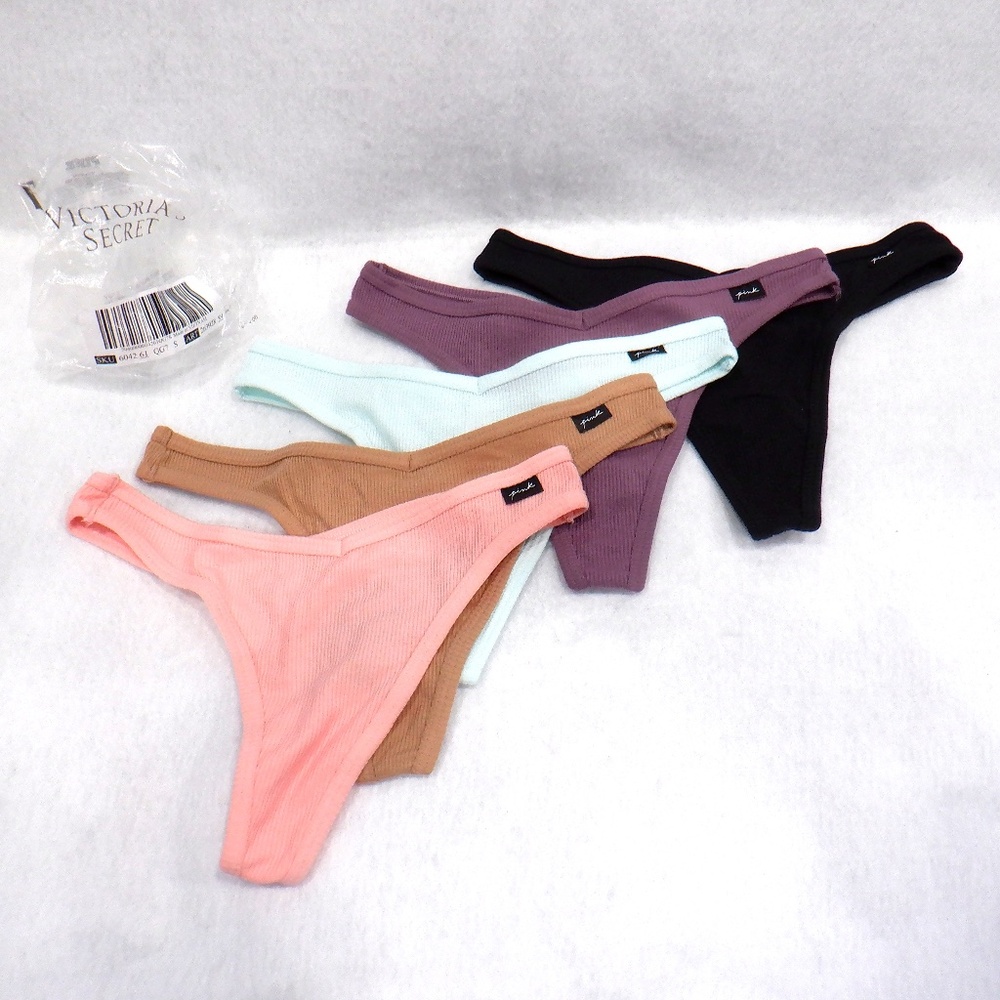 Victoria's Secret PINK 5 Thongs Size Small NEW